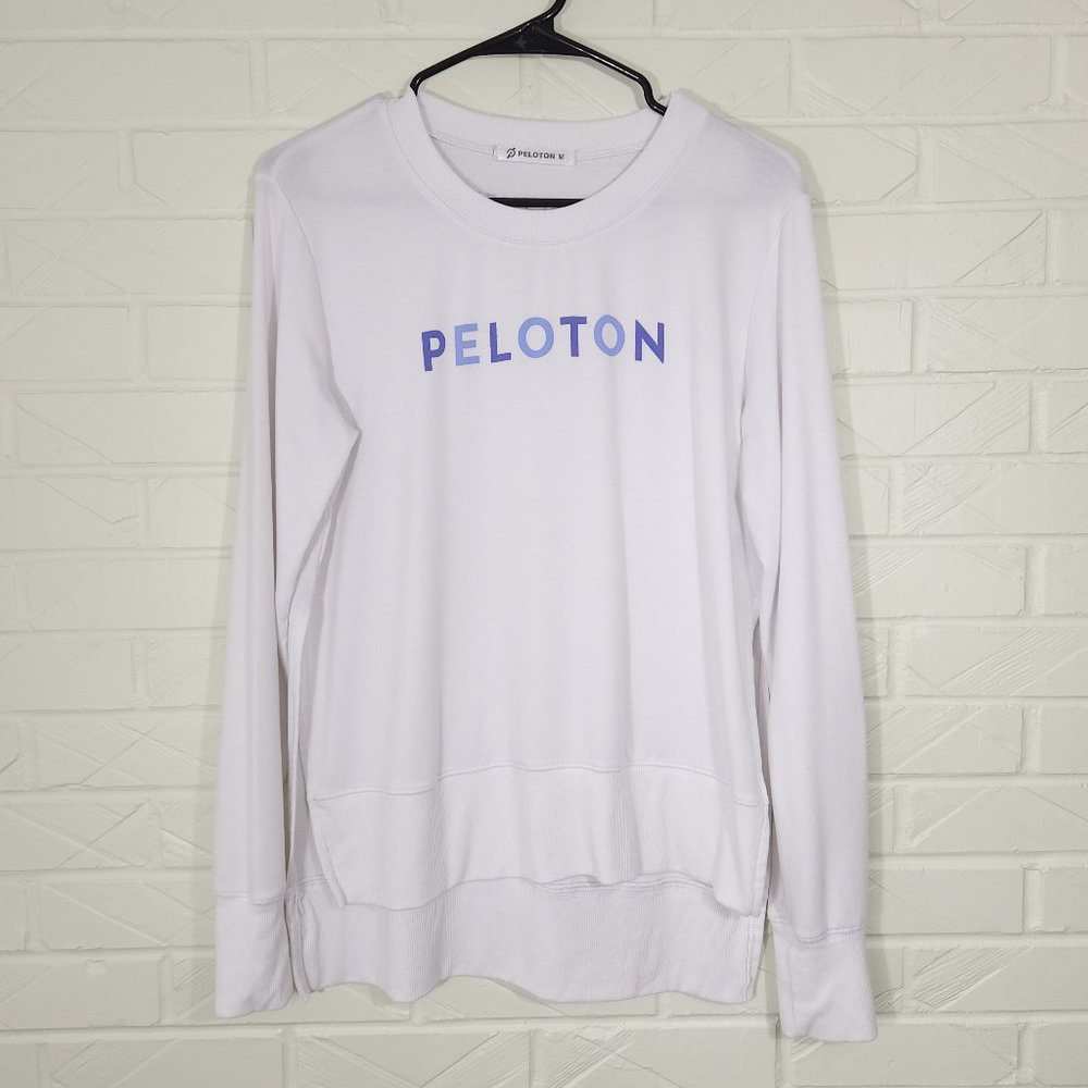 Peloton "Together We Go Far" White Spell Out Lightweight Pullover Hi Lo Top